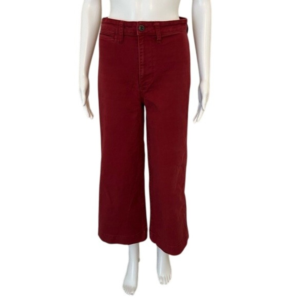 Madewell Dusty Burgundy Emmett High Waist Wide Leg Cropped Ankle Length Pants 25